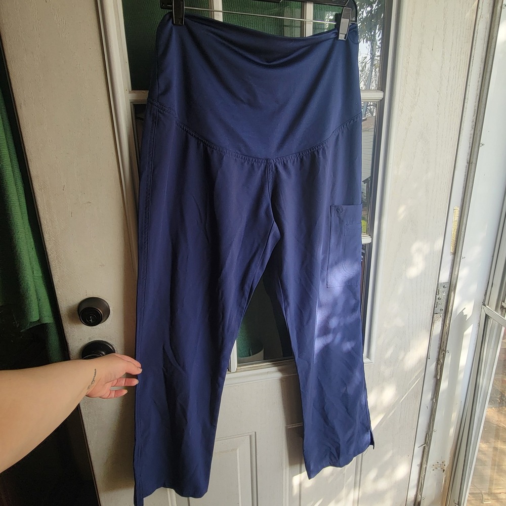 MedCouture +ONE Maternity Scrub Pants Navy Blue Small Petite SP Cargo Pocket - Picture 1 of 4